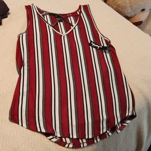 Women's medium red/black/white top